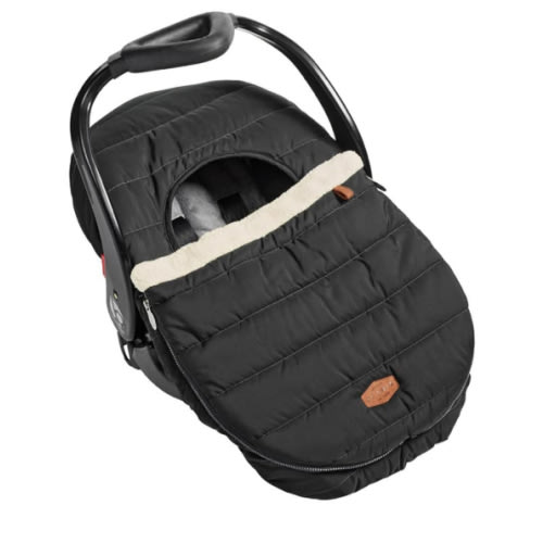 JJ Cole Winter Baby Car Seat Cover - Winter Car Seat Cover for Baby Seat or Stroller - Infant Car Seat Covers with Warm Sherpa Lining - Black