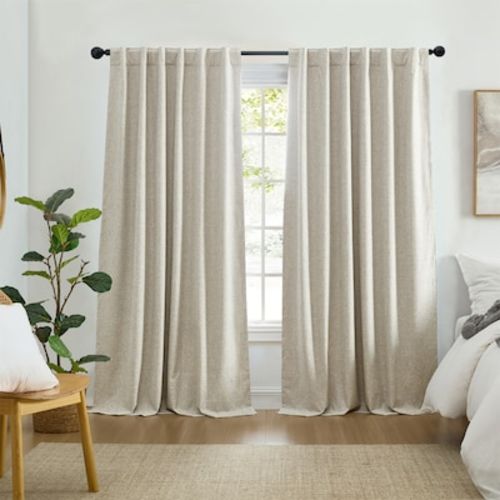 Elrene Home Fashions 95-in Linen Blackout Standard Lined Back Tab/Pinch Pleat/Rod Pocket Single Curtain Panel 194590336684 at Lowes.com