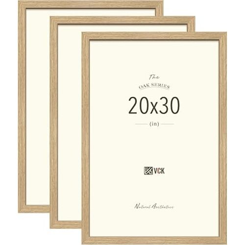 VCK 20x30 Oak Wood Frame for Poster & Picture, Natural Solid Wood Photo Frames Set of 3, Wall Gallery Frame