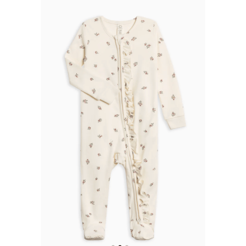 Organic Neve Ruffle Zipper Sleeper (3M-6M)