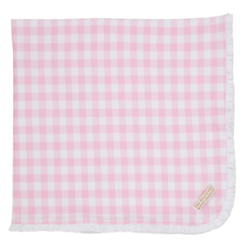 Baby Buggy Blanket - Palm Beach Pink Gingham with Worth Avenue White