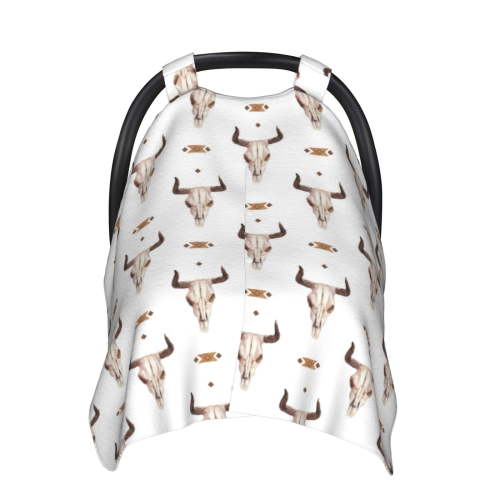 Car Seat Cover Baby - boho cow skull Indian style Breathable Infant Car Seat Cover for Baby Carseat, Lightweight Comfort Baby Essentials Must Haves Newborn Stuff for Girl Boy