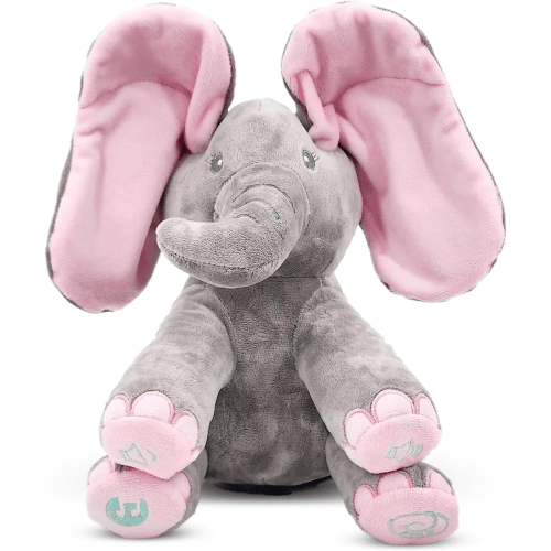 Kaia Peek a Boo Elephant Toy, Interactive Singing Stuffed Elephant Plush with Mo