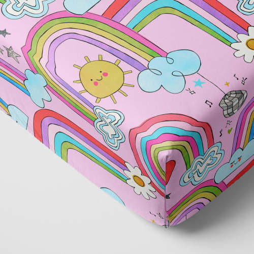 Disco Rainbows Fitted Crib Sheet | Little Sleepies