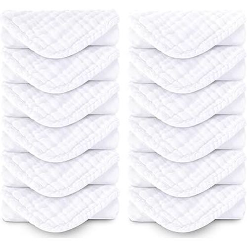 Muslin Burp Cloths 100% Cotton Large 20''x10'' Extra Soft and Absorbent Baby Wash Cloths Spit Up Rags - Baby Burping Cloth for Boys Girls Items(12 Pack White)