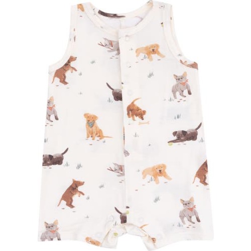 Watercolor Puppies Sleeveless Romper, 6-12M