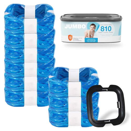 9pcs 26FT Compatible with Diaper Genie Pails jumbo Diaper Pail Refills Classic/Compact/Select 2430 count(with a Disposable cap)