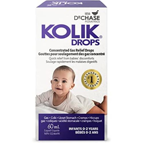 Dr. Chase Pediatrics Kolik Concentrated Gas Relief Drops for Baby Colic, Relief for Infants - All Natural Drops for Babies - Herbal Formula to Ease Digestive Discomfort & Fussiness, Made in Canada, 60ml