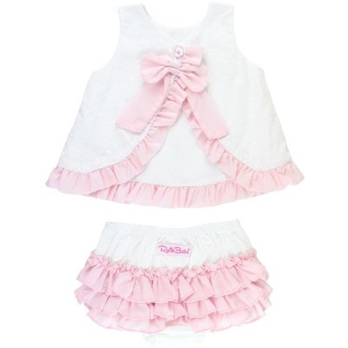 RuffleButts Swing Top and Bloomer Set - Swiss Dot, Size: 0-3m