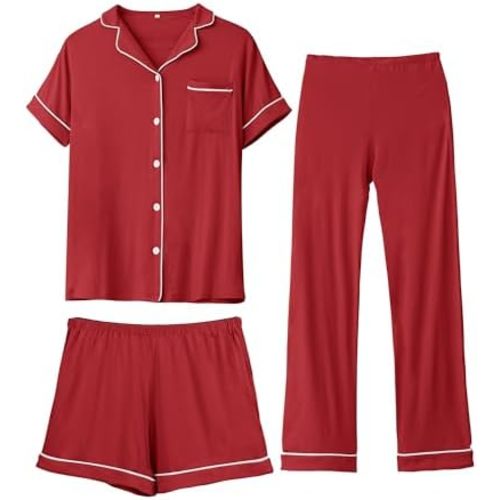 Rnxrbb 3 PCS Women Maternity Pajamas Set Nursing Postpartum Breastfeeding Pjs Sleepwear Lounger Clothes Button Down