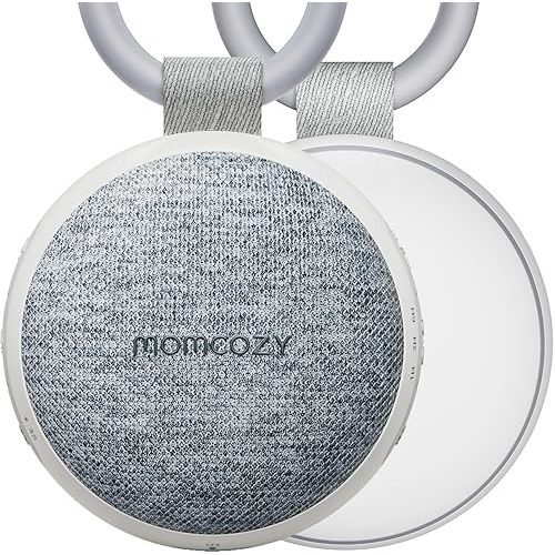 Momcozy Portable Sound Machine with Night Light, White Noise Sound Machine for Baby, 20 Soothing Sounds, Sound Therapy, Long-Lasting Power, Timer, Clips on Stroller, Grey