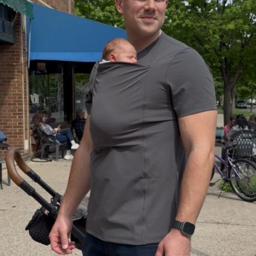 Lalabu Dad Shirt | Original Babywearing T-Shirt with Kangaroo Pouch | Baby Wrap Carrier for Newborns & Infants | Baby Wrap Carrier for Newborns | Essential for new Dads