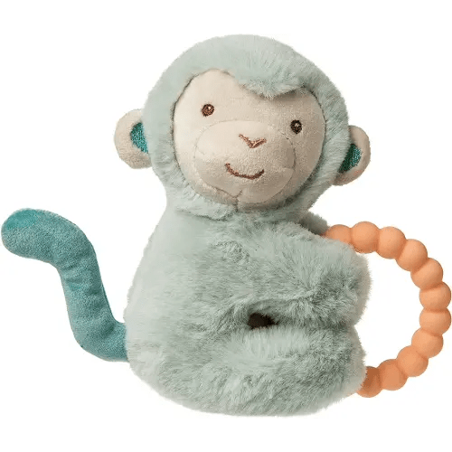 Mary Meyer Soft Baby Rattle with Teether Ring, 6-Inches, Little But Fierce Monkey
