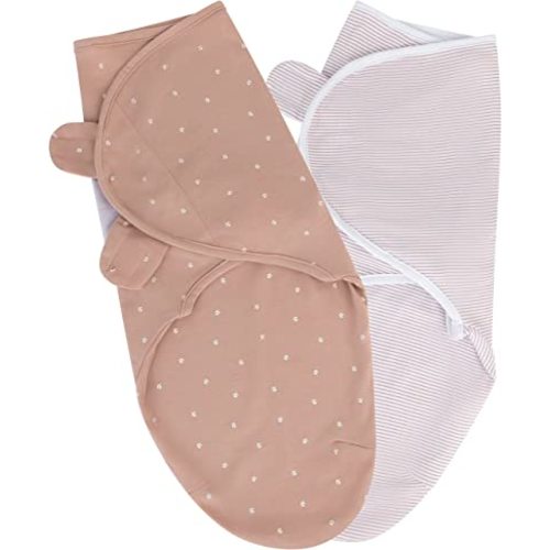 Ely's & Co. Adjustable Swaddles for Newborn, Baby Swaddles 0-3 Months, Velcro Swaddle Sack for Baby Girl, 100% Cotton, 2 Pack (Pink Tulip)