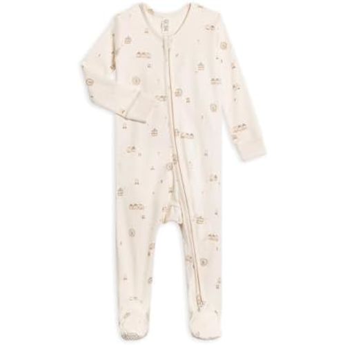 Colored Organics Baby Zip-Up Footed Sleeper with 2-Way Zipper - Newborn Organic Cotton Pajamas