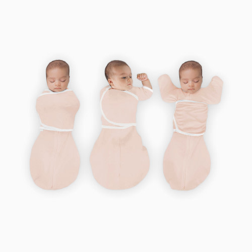 SwaddleDesigns Organic Omni Swaddle Sack with Arms Up Half-Length Sleeves and Mitten Cuffs TOG 1.0 - Soft Pink, 0-3 M