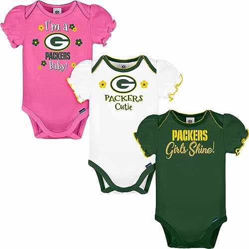 Gerber Baby Girls' NFL Team 3 Pack Short Sleeve Onesie Bodysuit