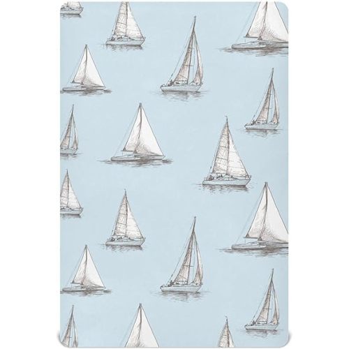 Burbuja Sailboat Crib Sheet for Boys Girls, Fitted Crib Sheet 28 x 52 in for Standard Crib & Toddler Bed Mattresses, Soft & Breathable