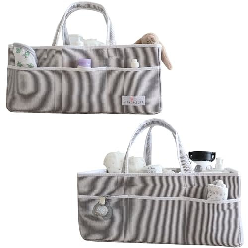 Lily Miles Extra Large Diaper Caddy - Bundle of 2 - Caddy Organizers for Baby Diapers, Wipes or Essentials