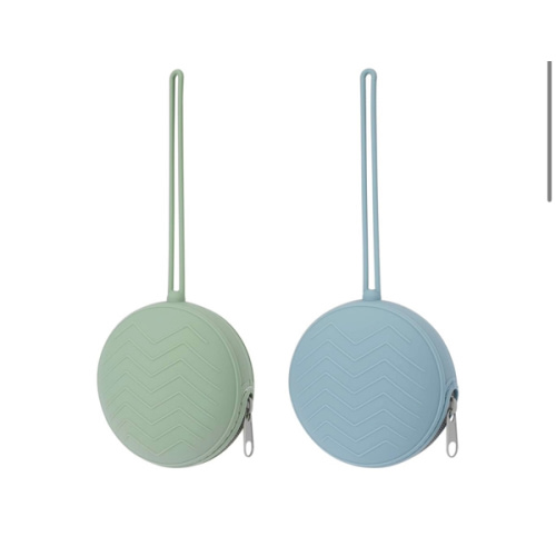 2 Pack Pacifier Holder Case, BPA Free Newborn Baby Silicone Pouch for Boys & Girls, Portable Container (Sage, Ether)