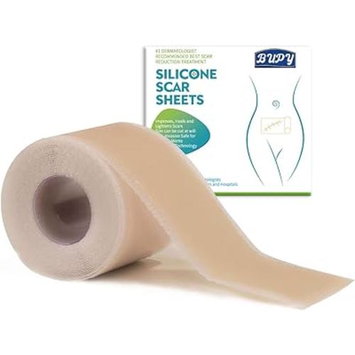 Silicone Scar Sheets,Silicone Scar Tape(1.6"x 120" Roll-3 Meter),Silicone Scar Removal Sheets for Surgical Scars,Healing Keloid, C-Section,Burns,Tummy Tuck.