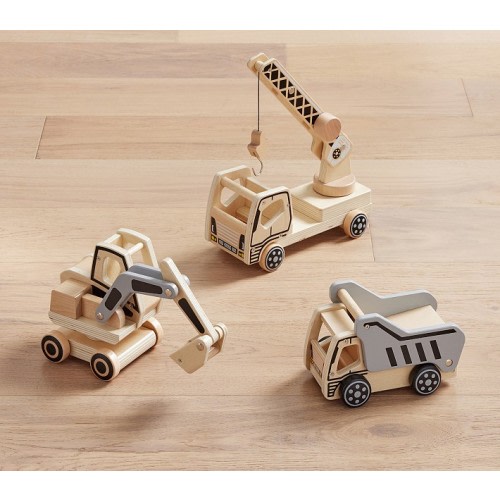 Wooden Construction Trucks, Set of 3