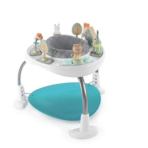 Ingenuity Spring & Sprout 2-in-1 Baby Activity Center Jumper and Table with Infant Toys - Ages 6 Months +, First Forest