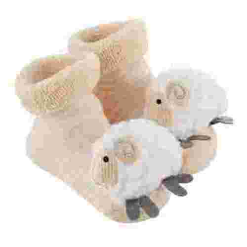 Stephan Baby Rattle Socks, Stripey Cream and White Lambs, Fits 3-12 Months