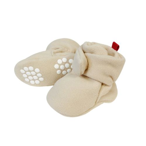Wrapables Fleece Baby Booties With Anti-skid Bottoms Beige 0-6 M