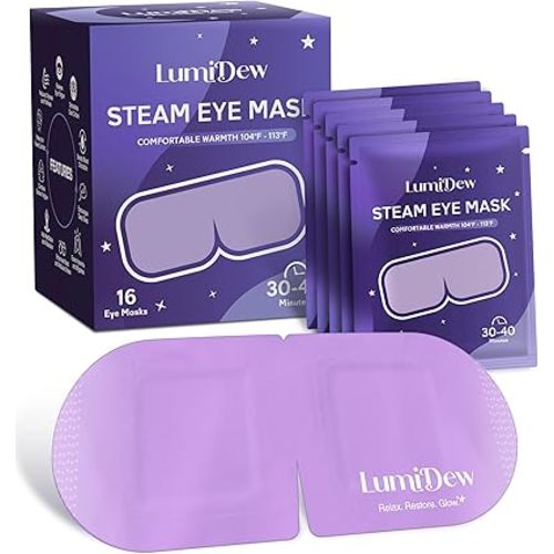 Steam Eye Mask, Self Heating Heated Eye Mask for Sleep, Warm Compress for Eyes, Moist Heat for Dry Eye Relief, Stye Eye Treatment, Spa, Travel Essentials & Relaxation Gifts, Unscented 16 Pack