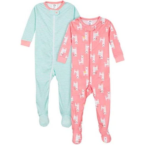 Gerber Baby Girls' 2-Pack Footed Pajamas