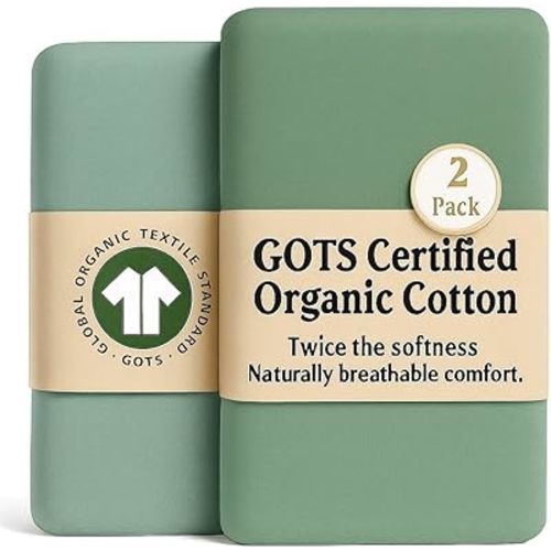 GOTS Organic Bassinest Sheets 33x20 for AirClub, Baby Delight, Mika Micky, Maxi-COSI Iora, Made with Plush, Softest Turkish Cotton 2-Pack Bedside Sleeper Mattress Cover Beside Me, Angelbliss