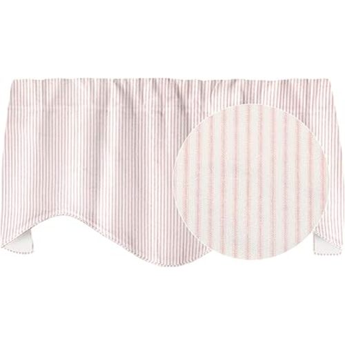 Decorative Things Pink Curtain Valance for Window Treatment, Kitchen Curtain, Nursery Room Girls Decor Pink Bedroom Drapes Rod Pocket, Swag Short Lined 53" x 18"
