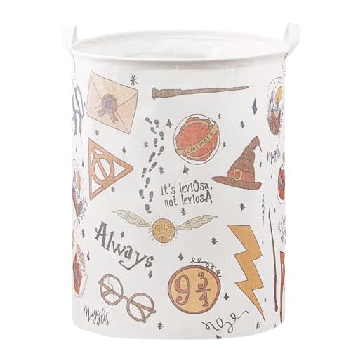 Nursery Decor,Baby Laundry Large Hamper Basket Foldable With Waterproof Pe Coating,Potter Dirty Clothes Basket for Kids,Bedroom,Bathroom Set,Toy Bin,Boys and Girls Birthday Gifts (round)
