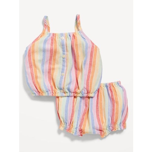 Patterned Button-Front Cami Top & Bloomer Shorts Set for Baby