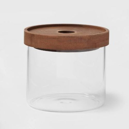 Glass Storage Canister With Wood Lid - Extra Small - Threshold™: 24 Oz. Bpa-free Glass Jar With Lid, Hand Wash