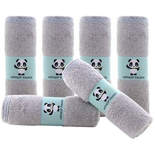 Hypoallergenic Bamboo Baby Wash Clothes - 2 Layer Ultra Soft Absorbent Bamboo Washcloths for Boy - Newborn Face Towel - Makeup Remove Washcloths for Sensitive Skin - Baby Shower Gift (Gray) - Grey
