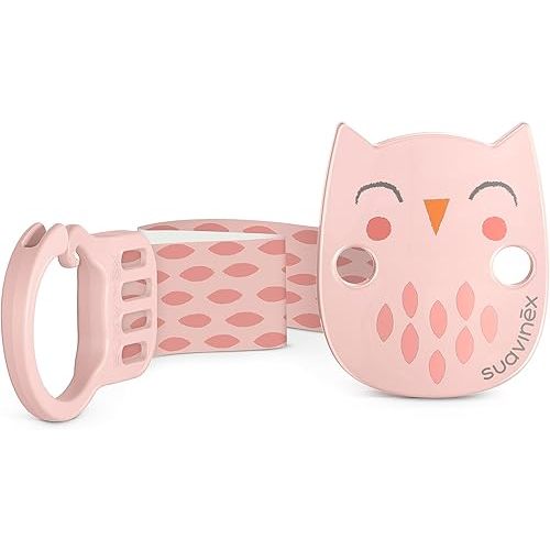 Suavinex Bonhomia Premium Baby Pacifier Clip with Ribbon, Stylish Binky Clips with Double Sided Design, Baby Accessories, Baby Essentials (0mo+), Pink