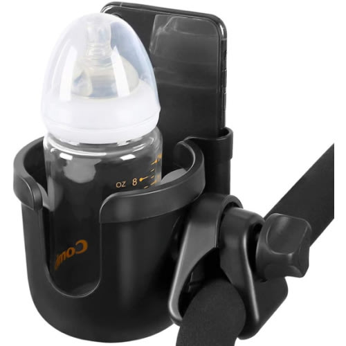 Accmor Stroller Cup Holder with Phone Holder, Bike Cup Holder, Universal Cup Holder for Uppababy Nuna Doona Strollers, 2-in-1 Cup Phone Holder for Stroller, Bike, Wheelchair, Walker, Scooter