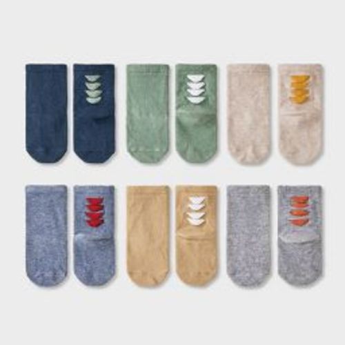 Baby 6pk 'Dino' Crew Socks - Cat & Jack™ 6-12M: Knit, Flat Seams