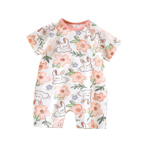 Summer Savings Clearance 2025! THDHVS Baby Onesies,Newborn Onesies Boy,Summer Short Sleeve Thin Cotton Newborn Clothes Baby Jumpsuit Cute Print Clothes for Boys Girls Pink 9-12 Months