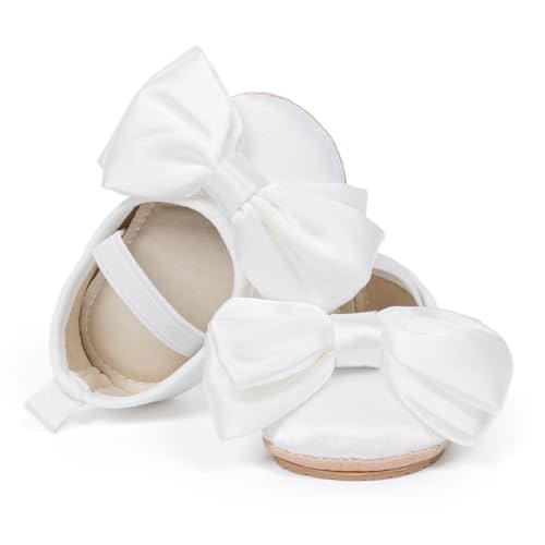 Meckior Infant Baby Girls Boys Handmade Princess Flats Toddler First Walkers Soft PU Leather Non-Slip Crib Wedding Dress Shoes