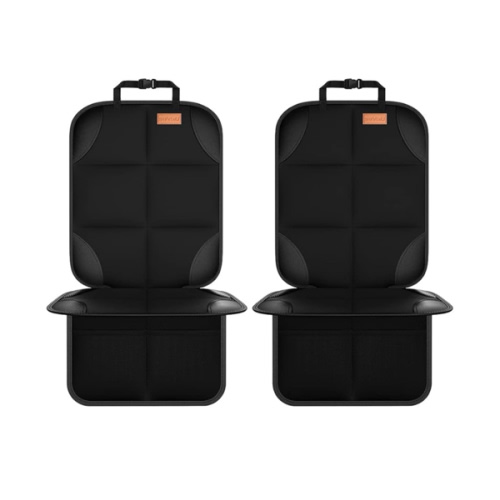 Car Seat Protector, Large Auto Protector for Child Seats with Thickest Padding and Non-Slip Backing Mesh Pockets for SUV, Sedan, Truck, Leather and Fabric - Black