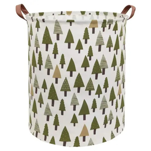 Large Storage Bins,Canvas Fabric Laundry Basket Collapsible Storage Baskets for Home,Office,Toy Organizer,Home Decor (Tree)