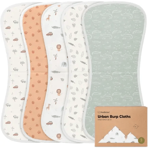 Organic Burp Cloths for Baby Boys and Girls - 5-Pack Super Absorbent Burping Cloth, Burp Clothes, Soft & Plush, Newborn Milk Spit Up Rags, Burpy Cloth Bib for Unisex, Burping Rags (Wilderness)