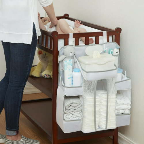 LA Baby Diaper Caddy and Nursery Organizer for Baby's Essentials - White