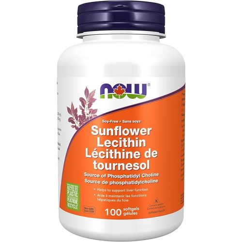 NOW Supplements, Sunflower Lecithin 1200 mg with Phosphatidyl Choline, 100 Softgels