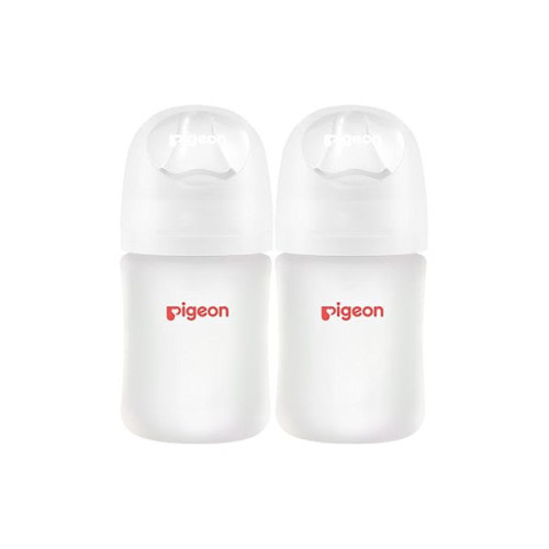 Pigeon Silicone Coating (Glass Inside/Silicone Outside) Baby Bottles (2-Pack)