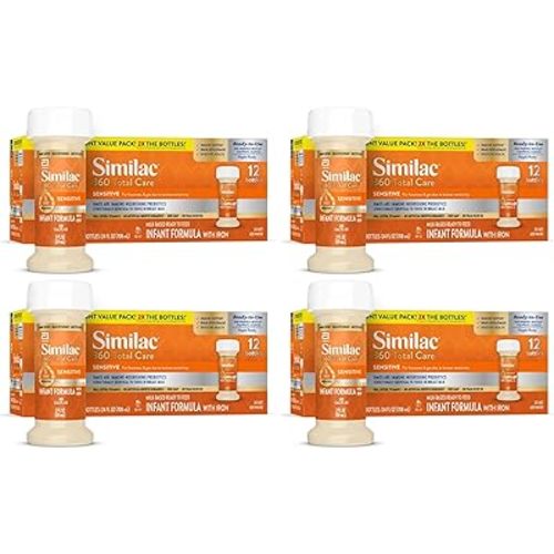 Similac 360 Total Care Sensitive Infant Formula for Fussiness & Gas Due to Lactose Sensitivity, Has 5 HMO Prebiotics, Baby Formula, Ready to Feed, 2-fl-oz Bottle, (Pack of 48)