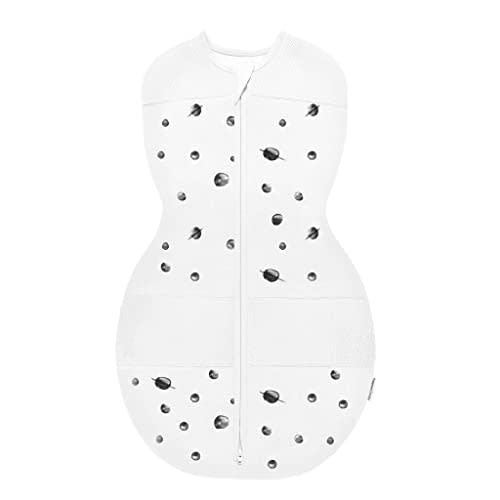 Happiest Baby Sleepea 5-Second Swaddle - 100% Organic Cotton Baby Swaddle Blanket - Doctor Designed Promotes Healthy Hip Development (Ivory Planets, Small)